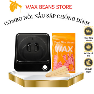 Combo nồi nấu sáp wax lông chống dính lòng nồi Ceramic cao cấp + 100G sáp