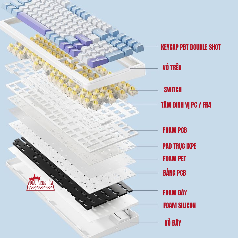 [Hàng Sẵn] Bàn phím cơ không dây Aula F99 | aula f99 mạch xuôi/ngược, led rgb, hỗ trợ hostswap,keycap, pbt double shot | BigBuy360 - bigbuy360.vn