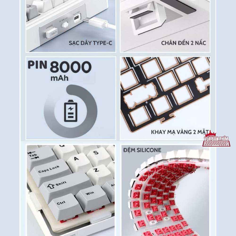 [Hàng Sẵn] Bàn phím cơ không dây Aula F99 | aula f99 mạch xuôi/ngược, led rgb, hỗ trợ hostswap,keycap, pbt double shot | BigBuy360 - bigbuy360.vn