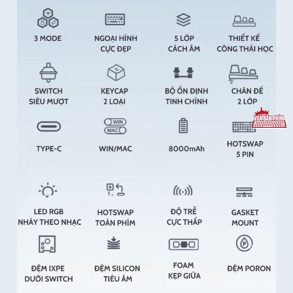[Hàng Sẵn] Bàn phím cơ không dây Aula F99 | aula f99 mạch xuôi/ngược, led rgb, hỗ trợ hostswap,keycap, pbt double shot | BigBuy360 - bigbuy360.vn