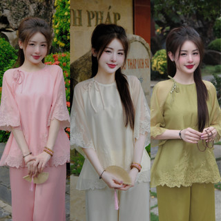  Pháp phục đi chùa,Bộ lam đi chùa chất liệu Tơ Cao Cấp