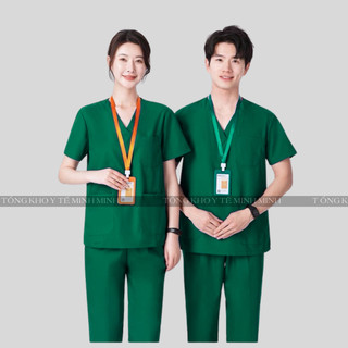 Bộ scrubs phẫu thuật, thẩm mỹ, spa XANH LÁ