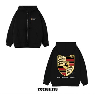Áo HOODIE zip unisex PORSCHE form boxy crop chất liệu 100% cotton nỉ bông cao cấp