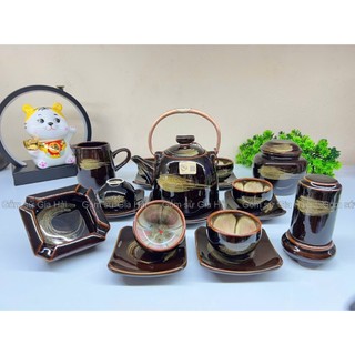 Ấm chén hỏa biến hoa lòng gốm nghệ nhân Tô Thanh Sơn