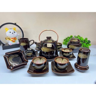 Ấm chén hỏa biến hoa lòng gốm nghệ nhân Tô Thanh Sơn