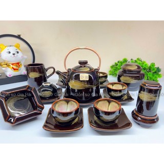 Ấm chén hỏa biến hoa lòng gốm nghệ nhân Tô Thanh Sơn
