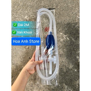 Ống bơm tay vệ sinh hồ cá có VAN KHÓA để hút đáy thay nước hồ cá dài 2 Mét