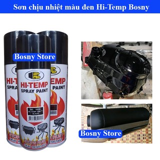 Sơn chịu nhiệt, đen nhám, đen bóng Hi-temp Bosny, sơn pô, xe máy, lốc máy