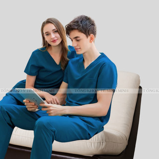 Đồng phục, quần áo bác sĩ, y tá, điều dưỡng, spa, phòng khám nam, nữ màu XANH SẪM, xanh dương đậm