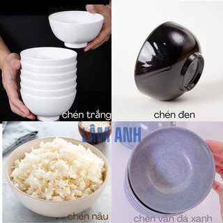 Chén Cơm Vân Đá Đen, Vân Đá Xanh, Chén Cơm Trắng Melamine
