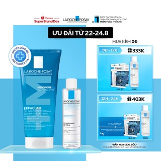 Bộ sữa rửa mặt cho da dầu nhạy cảm La Roche-Posay Effaclar Gel 200ml & Nước tẩy trang Micellar Water 50ml