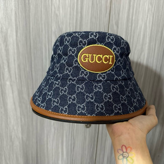 MŨ TAI BÈO JEANS VIỀN NÂU IN gg CỰC CHẤT