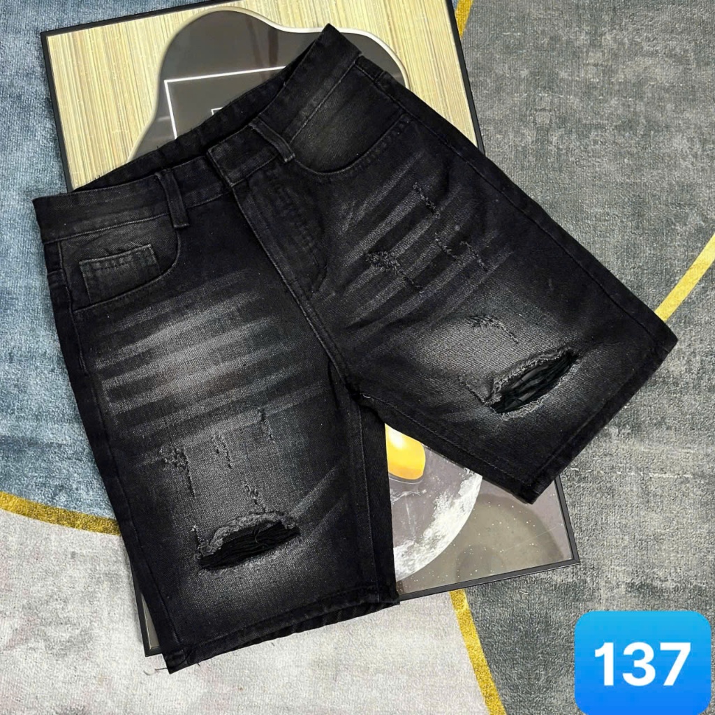 Quần Short Jean Nam rách nhẹ chất bò cotton quần lửng jean quần short nam apmen QS6J137 mẫu mới
