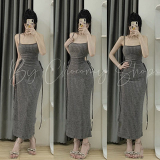 ChocomyShop - Đầm hai dây maxi nữ dáng dài khoét eo sang chảnh chất liệu Gân Đũa dày dặn