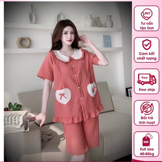 Bộ cộc bầu kết hợp sau sinh cổ bèo túi nơ