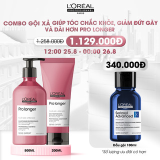 [Livestream] Combo dầu gội 500ml và xả 200ml L'Oréal Professionnel Serie Expert Pro Longer