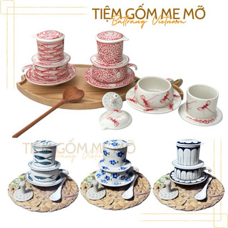 Bộ phin pha cafe 5 chi tiết hoạ tiết vẽ tay gốm sứ Bát Tràng