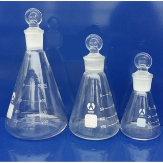 Bình tam giác CÓ NÚT NHÁM THỦY TINH 100ml 250ml 500ml
