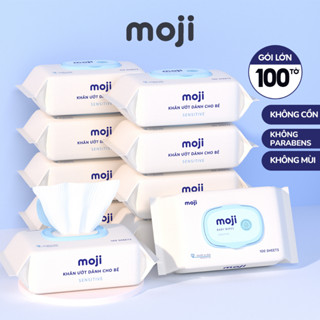 Khăn giấy ướt cho bé Moji cao cấp gói 100 tờ không mùi không chứa cồn