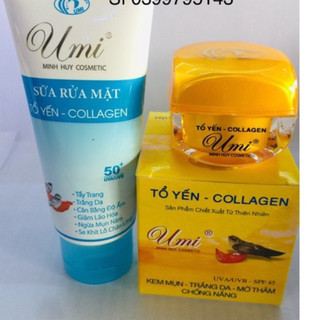 Combo kem UMI yến đỏ mụn, thâm và sữa rửa mặt