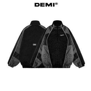 Áo khoác dù nam nữ form rộng giá rẻ NULLED cổ trụ phối màu đen xám có line | DE-AK78