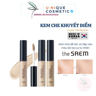 [TẶNG MÚT TÁN KEM] Kem che khuyết điểm The Saem Cover Perfection Tip Concealer 6.5g