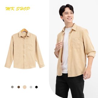 Áo sơ mi nam nữ chất nhung tăm dáng basic 5 màu cực đẹp