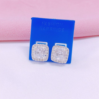 Bông Tai Bạc Mặt Vuông - LINH'S MIU SILVER - Bông Tai Bạc Ta