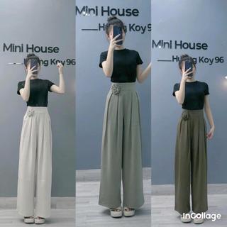 Quần Suông Bông Hoa 3 ly cạp cao mẫu mới Minihouse