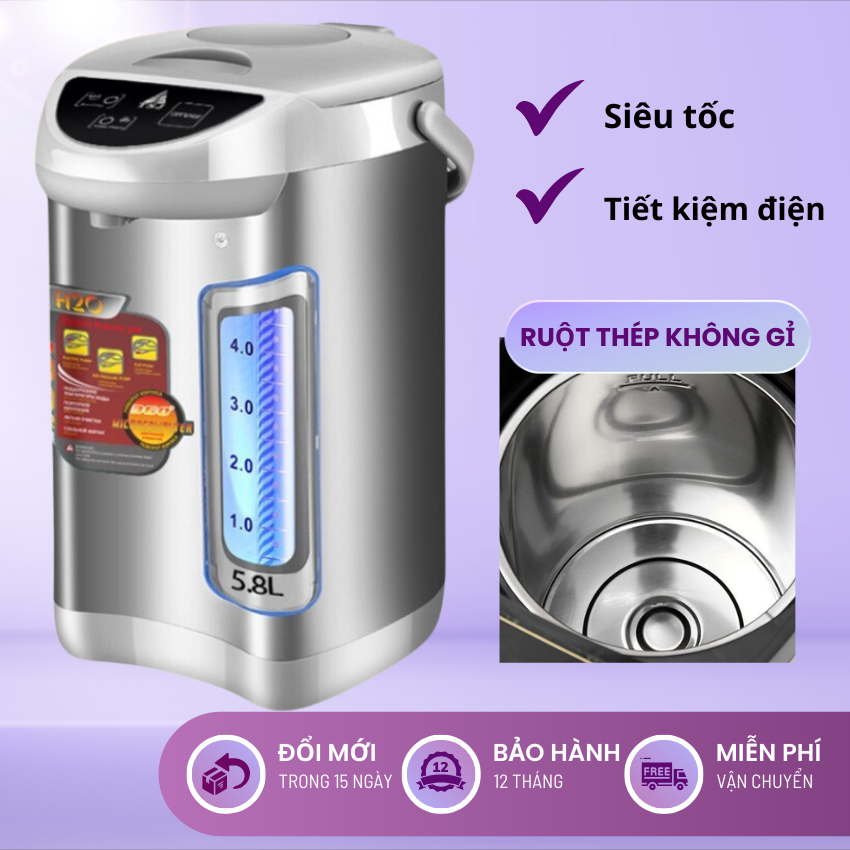 Bình Thủy Điện Đun Nước Nóng KAW 5.8L Công Suất 750W, bình đun nước siêu tốc có bảo hành