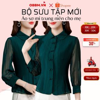 Áo trung niên nữ, áo trung niên cho mẹ, áo SM xanh lá