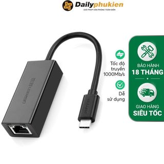 Cáp usb type c sang cổng mạng lan cho macbook, laptop chính hãng ugreen , usb-c to lan giga