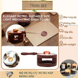Muỗng đốt + lò nung sáp đóng dấu, dụng cụ làm dấu tân cổ điển bằng sáp