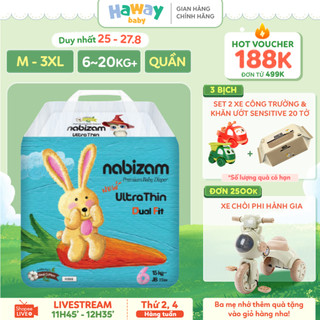 Combo 3 tã/bỉm quần nabizam đủ size cho bé từ 6-25kg, dòng ultra thin nội địa hàn, mềm mại, mỏng nhẹ an toàn