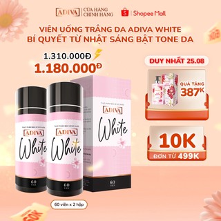 Combo 2 Hộp Viên Uống Trắng Da ADIVA White 60 Viên- Hỗ Trợ Giảm Các Đốm Tối Màu Và Thâm Nám Cho Làn Da