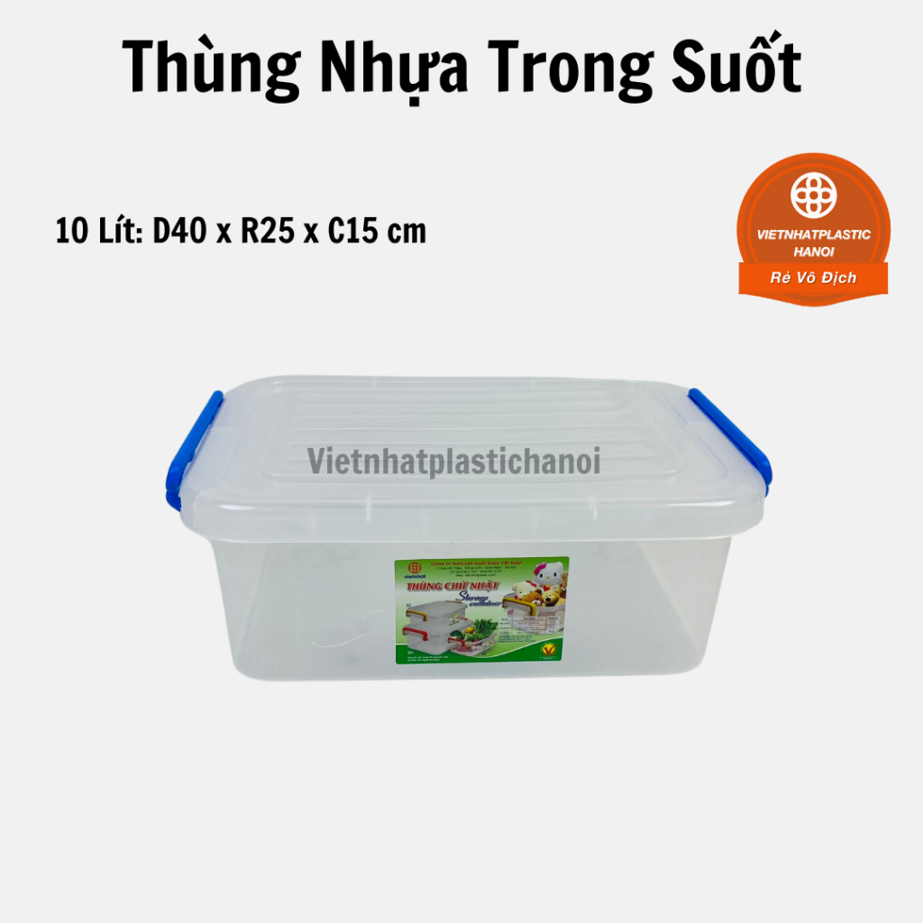 Thùng Nhựa Trong Suốt Việt Nhật 3333 10L/15L