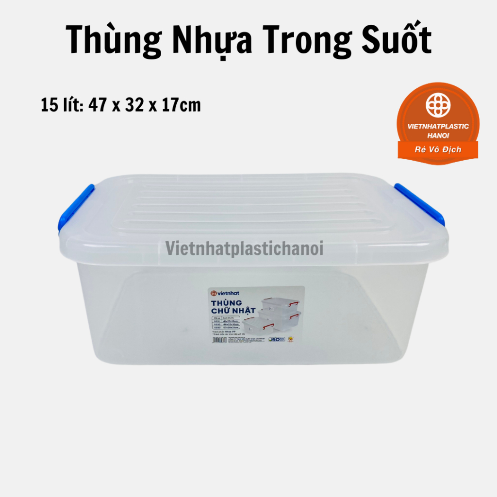 Thùng Nhựa Trong Suốt Việt Nhật 3333 10L/15L