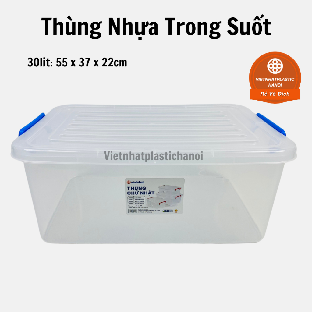 Thùng Nhựa Trong Suốt Việt Nhật 3333 10L/15L