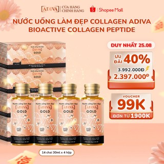 Combo 4 Hộp Nước Uống Làm Đẹp Collagen ADIVA Gold (56 Chai)- Giúp Làn Da Căng Mịn, Giảm Nếp Nhăn Và Chống Lão Hóa