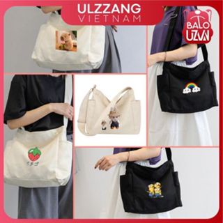 Túi tote vải, túi học thêm canvas đeo chéo đựng đồ thời trang cho học sinh sinh viên in hình phong cách Hàn Quốc TC