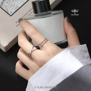 Nhẫn bạc nữ TLEE, nhẫn móc chéo trơn basic TLEE JEWELRY