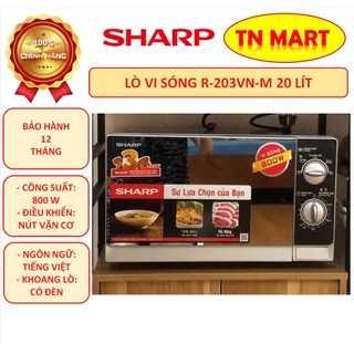 Lò vi sóng Sharp R-203VN-M 20 lít, không nướng, mặt gương siêu đẹp, chính hãng, bảo hành 12 tháng