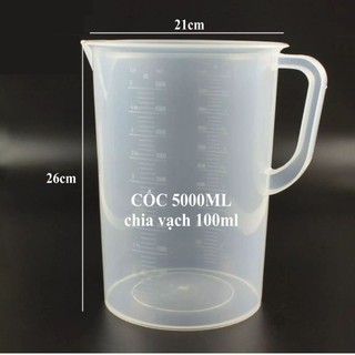 Cốc ca nhựa chia vạch nổi gân trắng 3 lít 5 lít đo thể tích