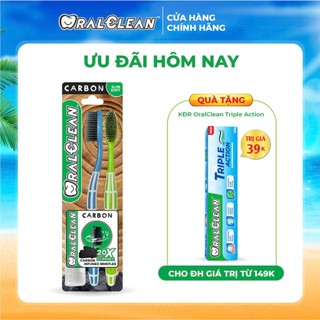 Combo 2 bàn chải đánh răng lông mềm mỏng OralClean Carbon Slim Soft