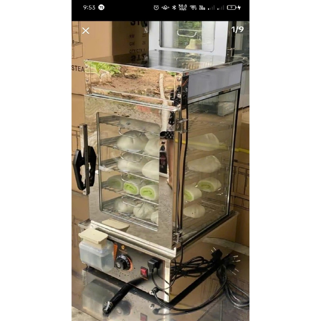 Tủ trưng bày bánh bao MV05  Với inox bóng loáng ,kính cường lực 2 lớp.