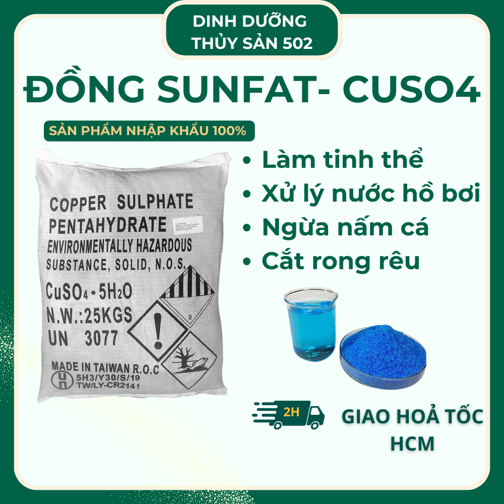 Đồng Sulfate (CuSO4) Làm Tinh Thể , Tạo Màu Xanh Nước Hồ Bơi - Ngừa Nấm Cá, Cắt Rong Rêu