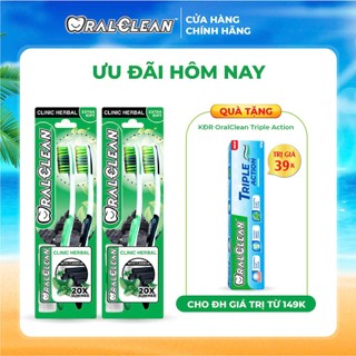 Bộ 4 bàn chải đánh răng tinh chất thảo mộc và than hoạt tính OralClean Clinic Herbal Carbon Extra Soft