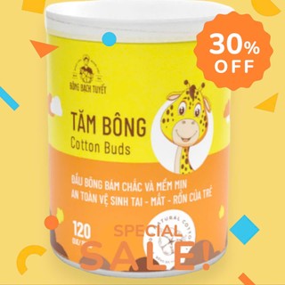 1 hủ tăm bông merigo bông bạch tuyết cho bé (hủ 120 que)