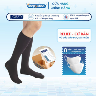 Vớ Y Khoa JOBST Relief Gối, Màu Đen, Kín Ngón, Hỗ Trợ Suy Giãn Tĩnh Mạch, Áp Lực 20-30mmHg, 2 chiếc
