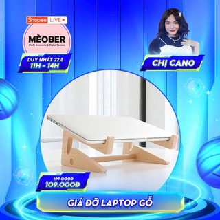Kệ ,Giá Đỡ Laptop Gỗ by Meober, hỗ trợ laptop tản nhiệt